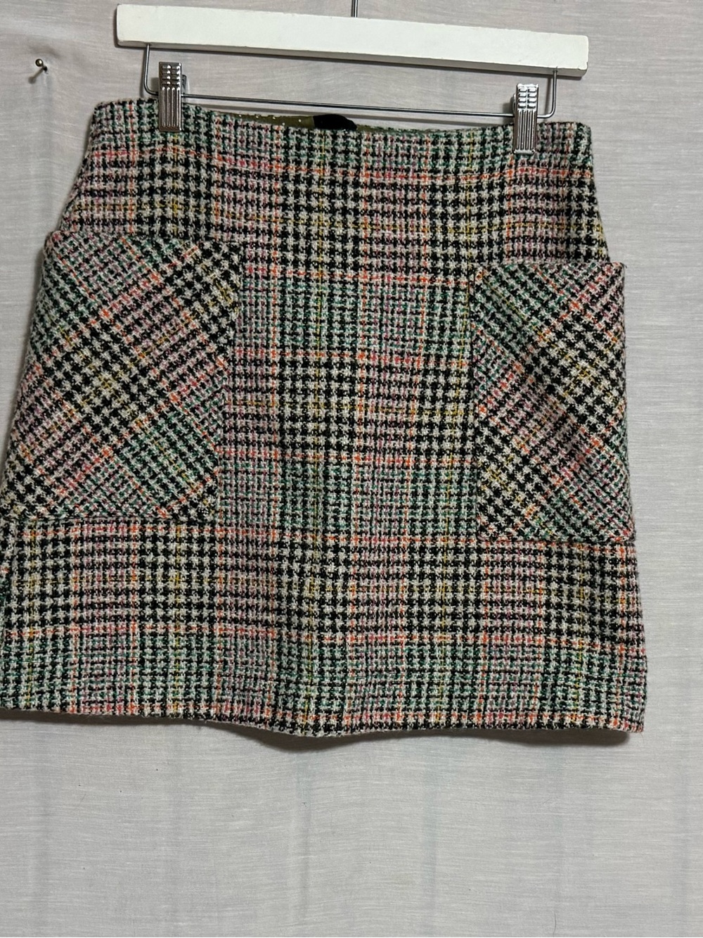 Anthropologie Maeve Bijou Plaid Tweed Knit Mini Skirt Size 6
